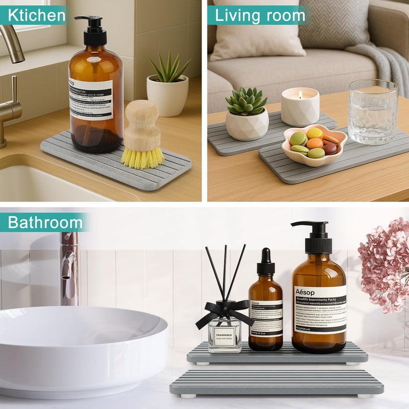 Deceram Diatomaceous Earth Dish Drying Mat for Kitchen Sink Bathroom Counter Trays Water Absorbing Stone Drying Tray Diatomite Soap Dish Coasters Absorbent Stone Quick Dry Sink Trays Kitchen Accessories - Image 4